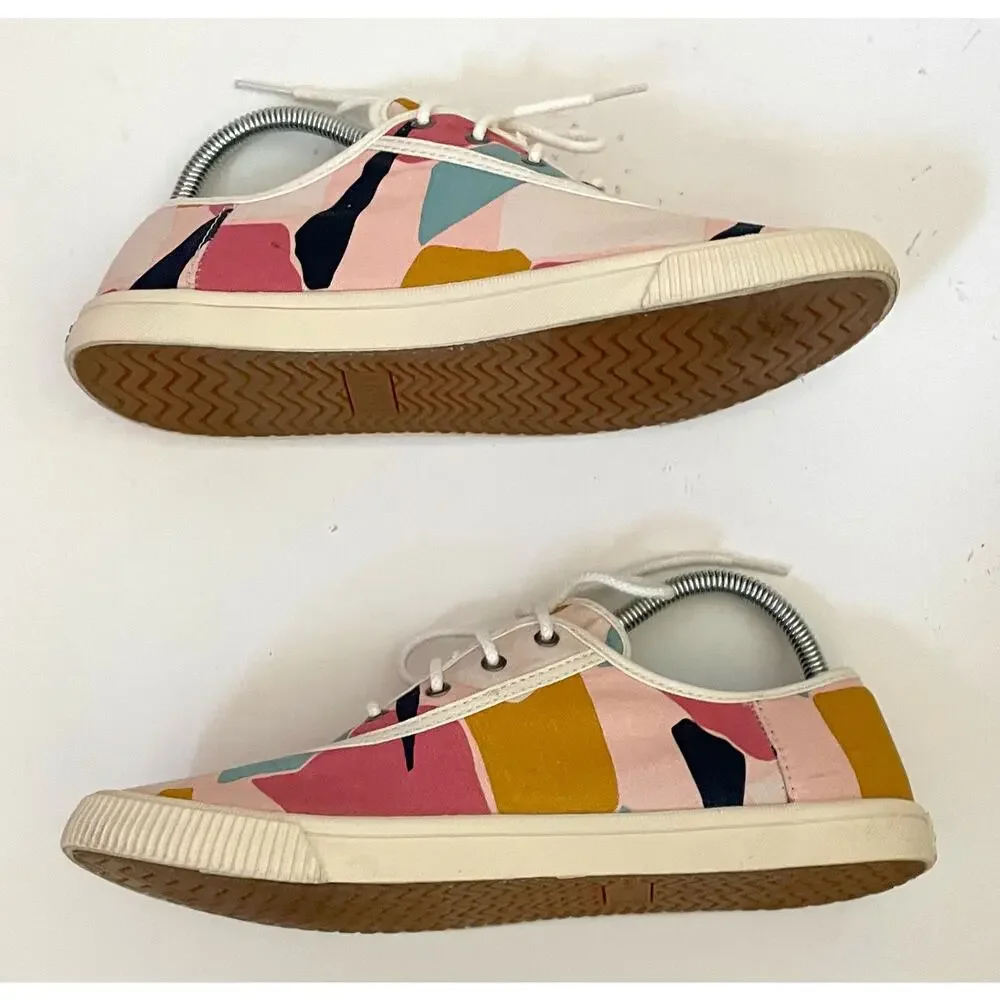 Toms Abstract Modern Art Color Block Canvas Sneaker Pink Size 8
